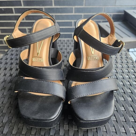 Vizzano Women's 5 Inch Platform Strap Sandal with Gold Buckle Accent Size 9 - Picture 2 of 12